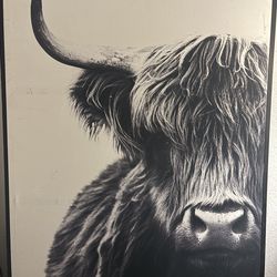 Kate and Laurel Sylvie Highland Cow Framed Canvas wall art