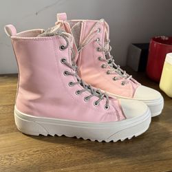 Pink platform sneakers