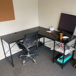 Black L Shape Desk For Sale 