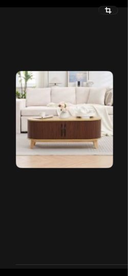 Oval Wood Coffee Table with Storage