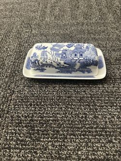 Vintage Churchill Blue Willow Covered Butter made in England