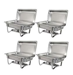 4 Pack Premier Chafers Stainless Steel Chafing Dish 11 Qt. Full Size Buffet Trays