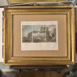 Antique Hand-Colored Engraving “Edom and the Red Sea” – Biblical Landscape Print, Framed