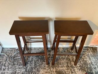 Set of 2 Wood Bar-Height Stools