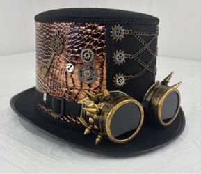 GRACEART Unisex Steampunk Top Hats with Goggles for Women Men