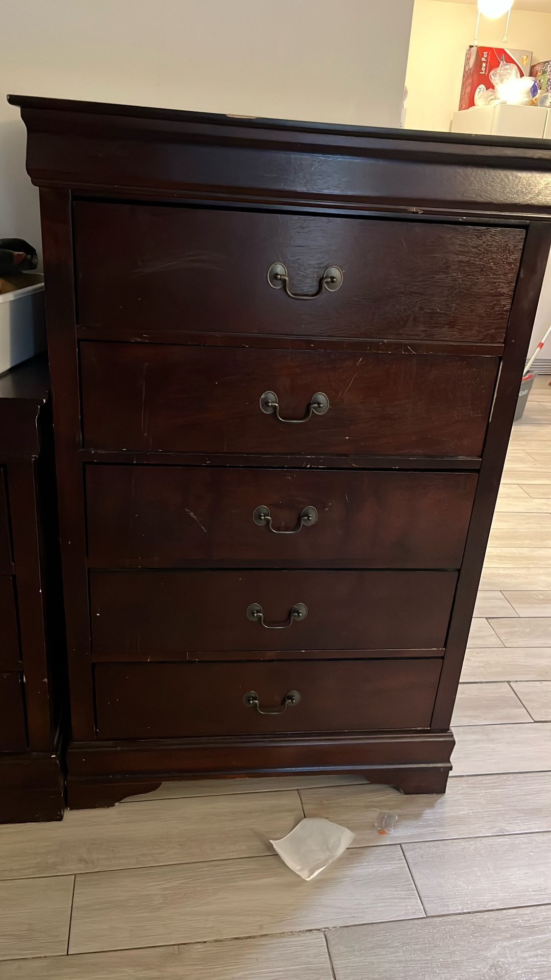 Brown Dresser With Mirror And Night Stand