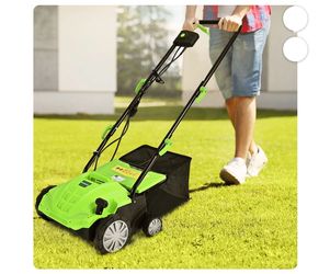 IronMax 12Amp Corded Scarifier 13" Electric Lawn Dethatcher with 40L/11-Gal Collection Bag Green