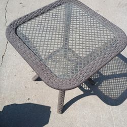 Side Patio Table With Glass Top 