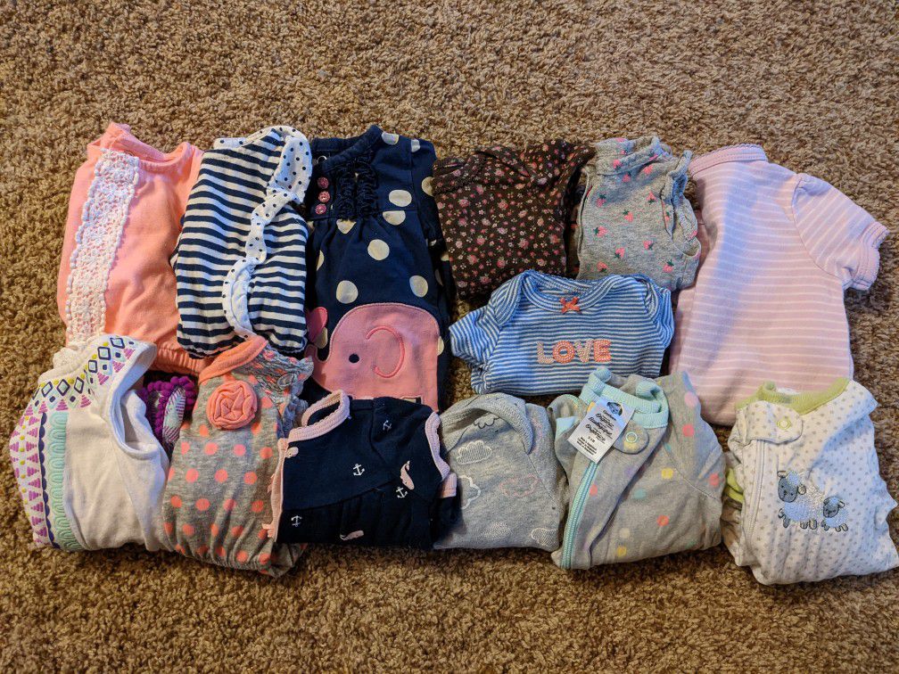 Nb-3 month girl clothing-- 30 items