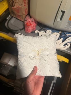 White Lace Wedding Ring Bearer Pillow