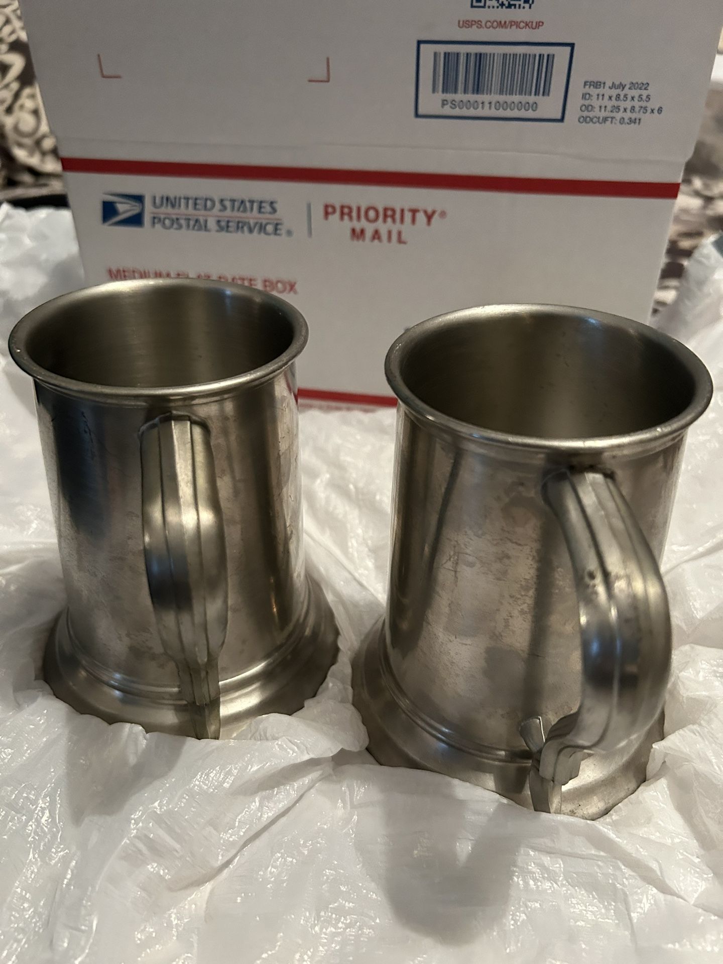 Pewter Beer Cups 16 Oz ( Pair )
