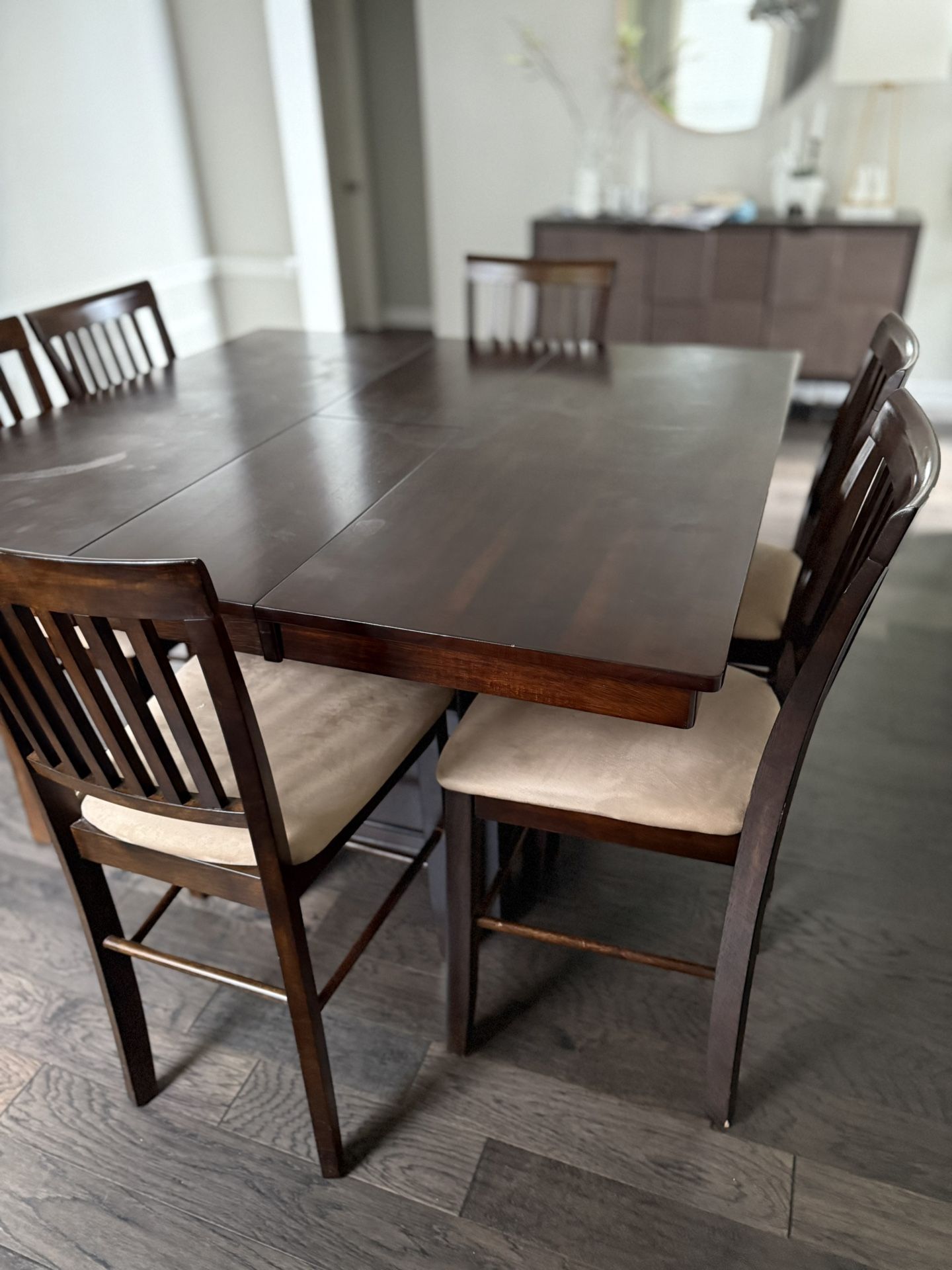 Oak Wood Dining Table With 6 Chairs