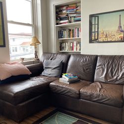 Genuine Brown Leather Sectional with Chaise 🚚 FREE LOCAL DELIVERY!