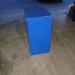 Painted Blue 2 Drawer Metal Filing Cabinet