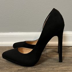 Womens Black Suede D’orsay High Heel Pumps