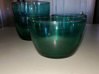 4 - 3" transparent green cocktail bowls - $20 obo
