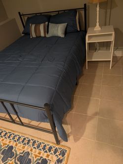 New Black Metal Full size Bed Frame with mattress