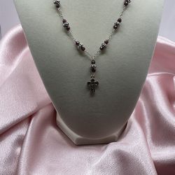 Sterling Silver Pyrope Garnet & Marcasite 16”-18” Necklace