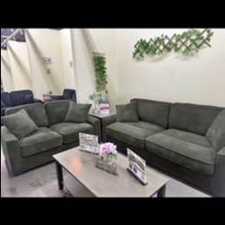 2 Pc Corduroy Sofa Set