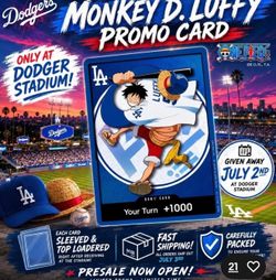 Dodgers Monkey D luffy promo card only