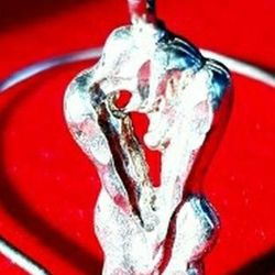 Big Sterling Silver Pendant Lover Couple Art - Love - Union - Support - Power - Strength  