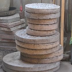 Round And Square Blocks Of Cement