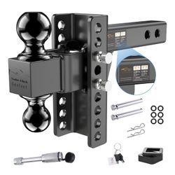 Adjustable Trailer Hitch -Drop Hitch (Fits 2-Inch Receiver) - Heavy Duty Tow Hitch with 6-Inch Drop/Rise, 2" & 2-5/16" Ball Hitches for Truck (21,500 