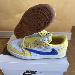 Nike Air Jordan 1 Low Retro Travis Scott Canary Size 1.5Y PS DZ5909-700 Brand New 