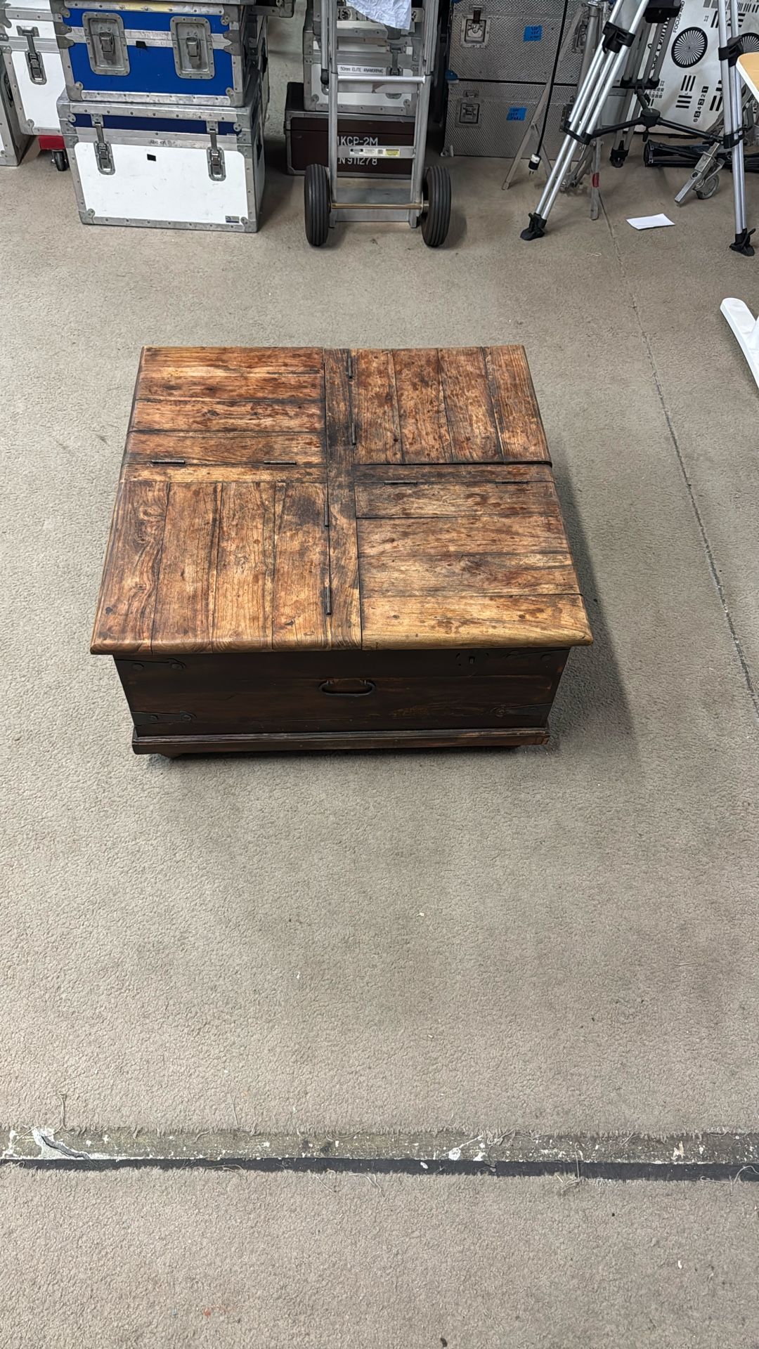 Coffee Table With Four Boxes. Wood.