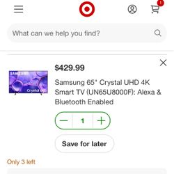 65” 4k Graphics Flatscreen Smart TV Samsung Like-new + Full Range-of-Motion Wall Mount