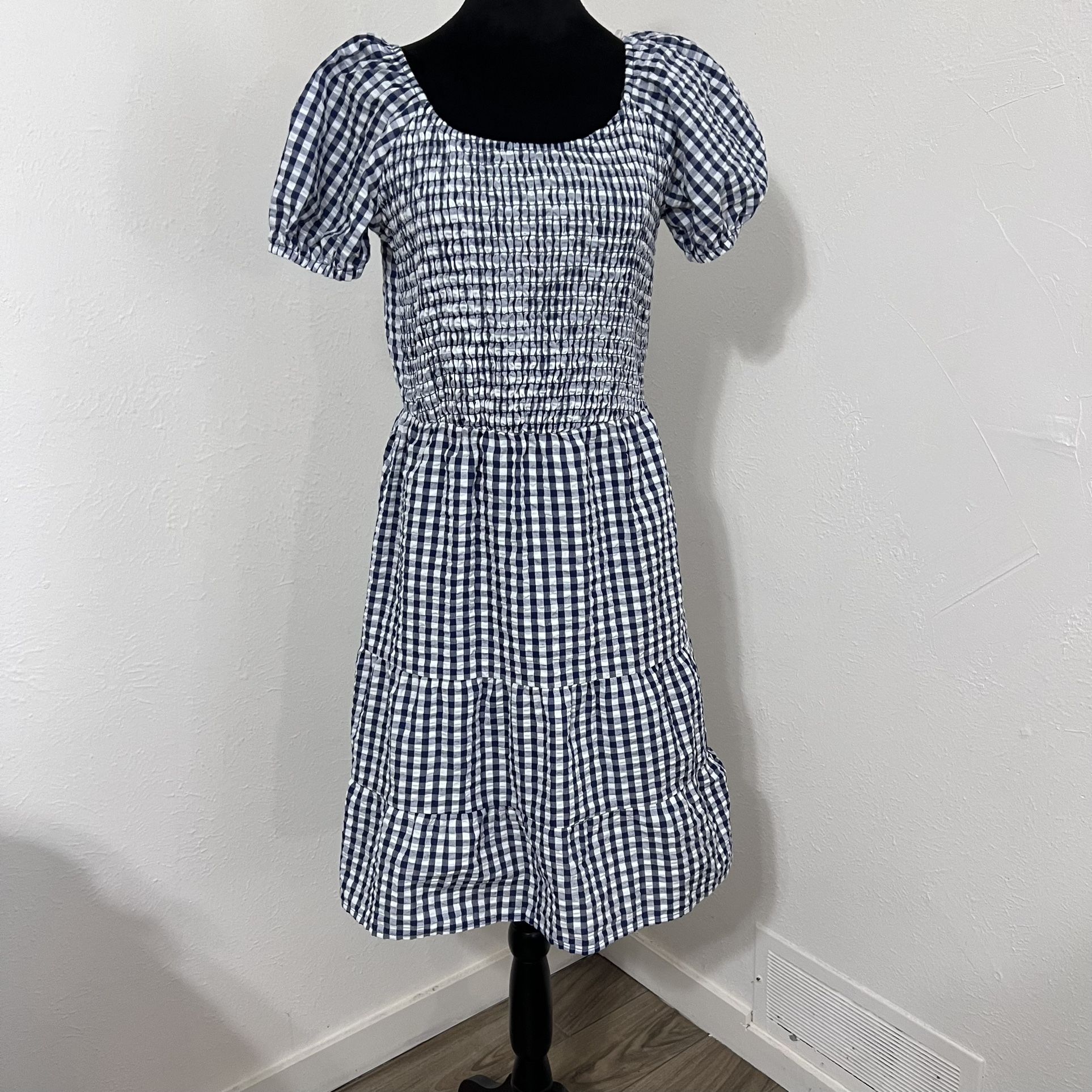 Chloe + Renee / Gingham dress blue - white Size S