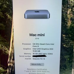 2018 Mac mini (RAM 16GB,  500GB SSD)