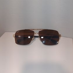 Authentic Ray-Ban sunglasses with gold metal frame and brown lenses