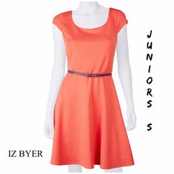 NWT Juniors iZ BYER Coral Dress w Belt Sz:Small
