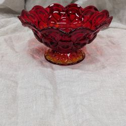 LE Smith Moon & Star Amberina Footed Bowl: Ruby Red Glass Comport