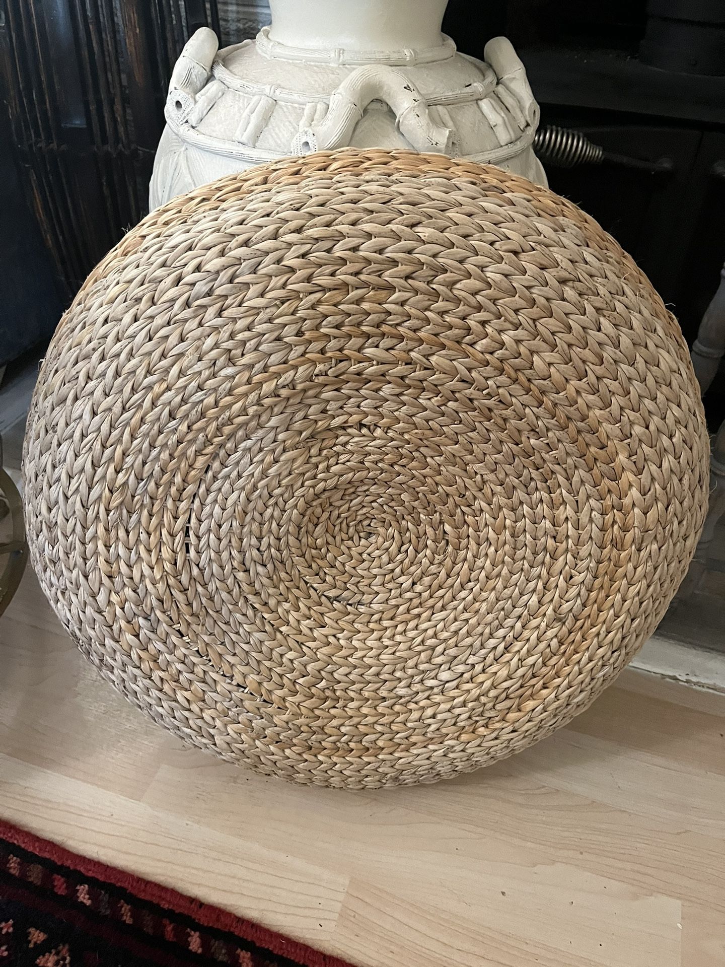 18 Inch Rattan Ottoman Round Straw Floor Cushion