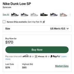 Nike Dunk Low SP Syracuse Size 10.5 