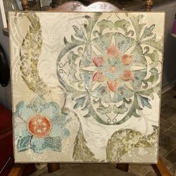 Kirkland’s: Bohemian Floral Canvas Art with Orange, Blue and Green Accents
