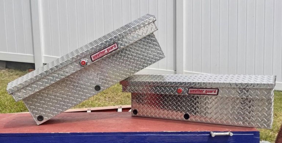 Set Of 2 WEATHER GUARD Low-Side Aluminum Truck Tool Box