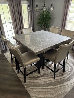 Counter Height Dining Table Set with 6 Chairs