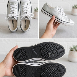 Size 7 Women's Metallic Silver Converse Chuck Taylor All Star Low Tops