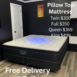 Queen Pillows Top - 14 To 16 Inch - With Free Box Spring - Same Day Delivery