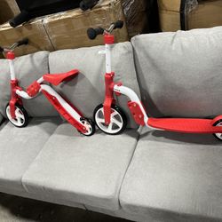 NEW - 2-in-1 Kick Scooters for Kids Toddler Scooter&Ride On Balance Bike Boys Girls With Adjustable Height Handlebar Transforms In Seconds With No Too