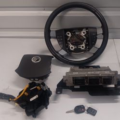 🔥⭐️2008 Mercury Sable ECU W/ Key+ Cluster+ Complete Steering Wheel & Clock Spring OEM
