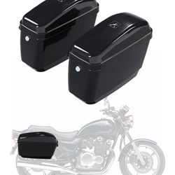 ECOTRIC 45L Motorcycle Hard Saddle Bags W/Lock Compatible with Harley Davidson Honda Shadow Kawasaki Vulcan VN Saddle Bags Trunk Storage Carrier w/Mou