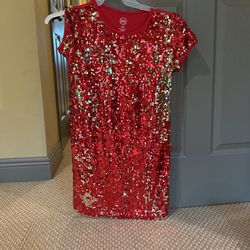 Girl’s Wonder Nation Red Sequined Dress, L/G 10-12
