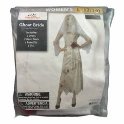 Ghost Bride Adult Women’s Halloween Costume. Size Large (New) *Dress *Waist Sash *Rose Pin *Veil