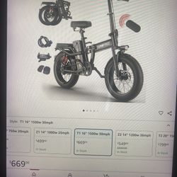 Tomofree 1500 Watt Electric Bike 