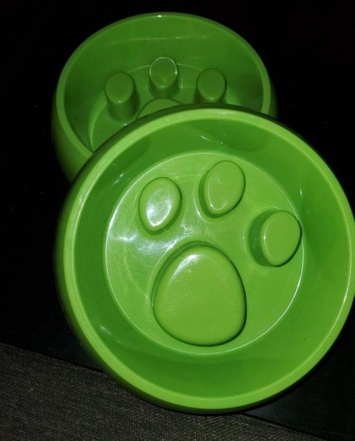 Slow feeder large dog bowls - set of 2