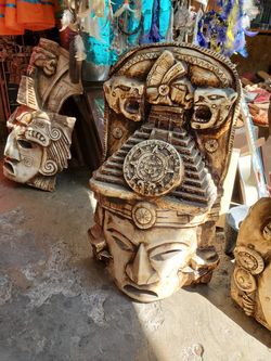 CLAY AZTEC MASKS.man cave decor